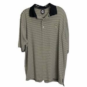 FootJoy FJ Men's Golf Polo Shirt Short Sleeve Collared Black White Striped Sz‎ M
